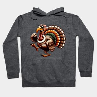 Funny Old Turkey Cartoon Thanksgiving Retro Aesthetic Hoodie